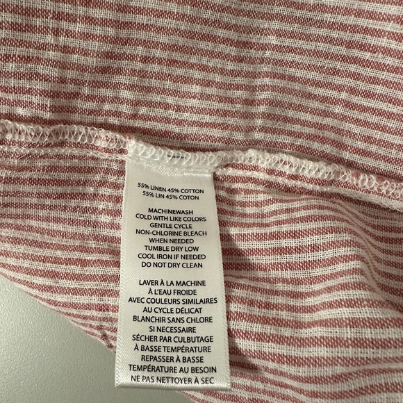 NWT beachlunchlounge Red and White Stripe Ruffle Cotton Linen Dress | Medium - Picture 9 of 9
